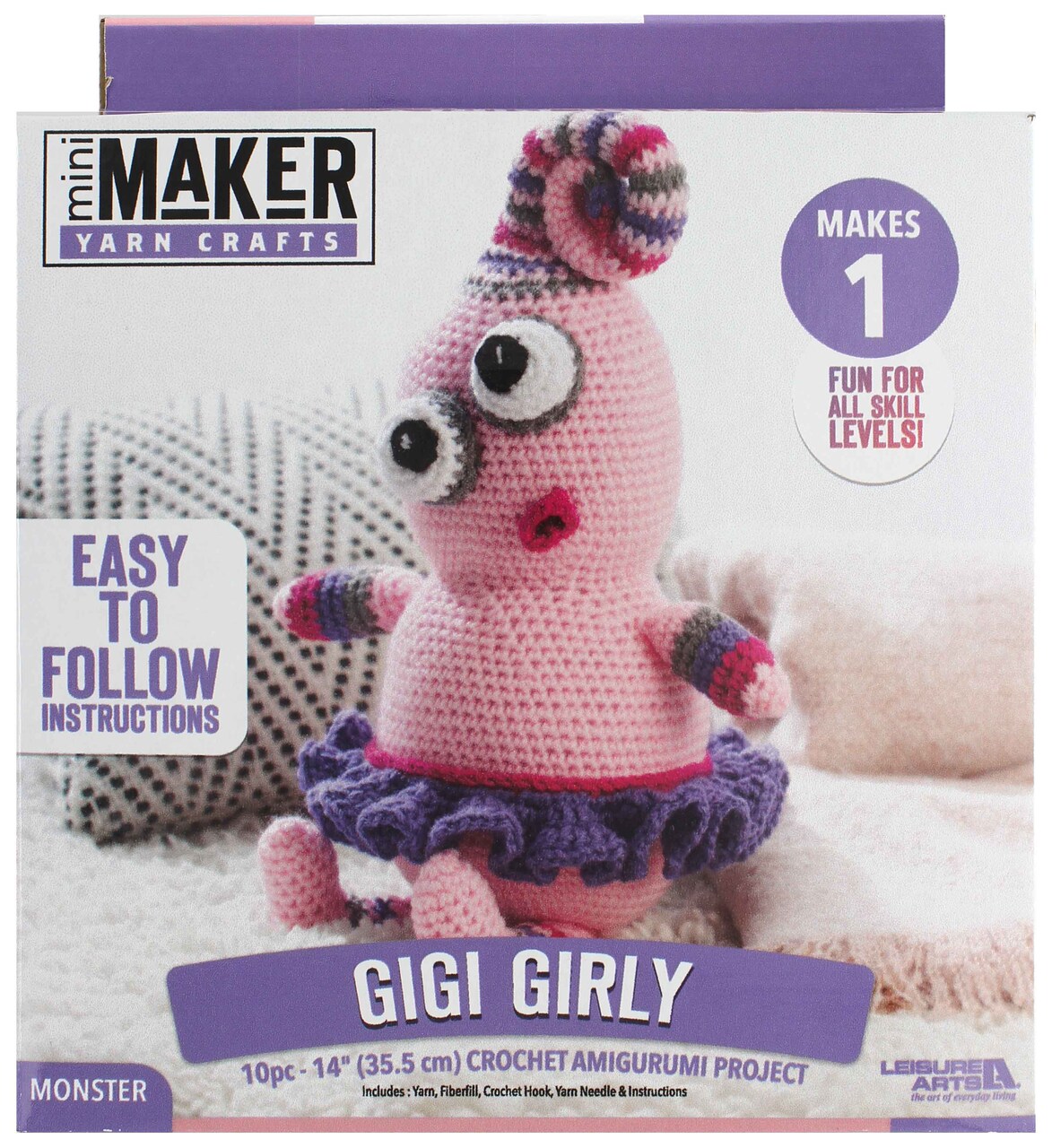Leisure Arts Mini Maker Amigurumi Gigi Girly Yarn Crafting Kit